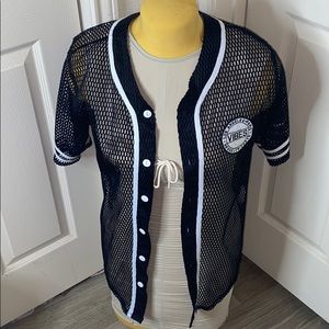 💕Black netted jersey top